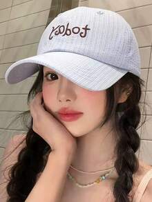1pc Women's Y2K Embroidered Letter Striped Baseball Cap, Sweet Bowknot Design, Versatile Sports Sun Hat, Suitable For Party, Daily Wear, Back To School Gift - Multicolor - View 8