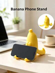 4pcs Cute Banana Phone Holder, Funny Banana Shaped Phone Stand, Creative Multi-Purpose Desktop Decor, Suitable For All Smartphones, Home Office Desktop Decoration - Multicolor - View 1