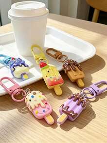 Mixed Color Cute 3D Realistic Ice Cream Popsicle Bag Charm Keychain, Women's Bag And Car Accessory - Multicolor - View 6