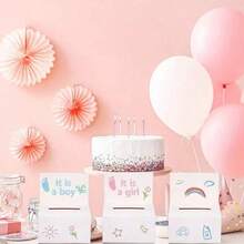 4 hộp bốc thăm/hòm phiếu/hộp góp ý bằng bìa cứng có khe bỏ, kèm thẻ tiêu đề tháo rời gắn sẵn, dùng thu thập danh thiếp, phiếu bầu, tổ chức cuộc thi - Trắng - Xem 6