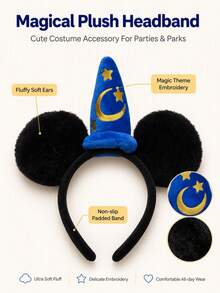 Classic Bestselling Disney Sorcerer Mickey Mouse Ear Headband, Popular Wizard Hat Headband For Multiple Platforms, Theme Park Halloween Cosplay Hair Accessory - A - View 6