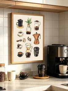 1 Piece Rustic Coffee Themed Frameless Fabric Wall Poster Vintage Cafe Beverage Art Print For Coffee Lovers Kitchen Bar Counter Living Room Apartment Modern Home Decor - 111 - View 4