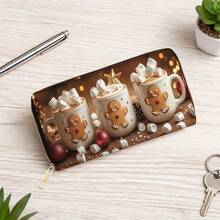 Long Wallet, Featuring Gingerbread Cup And Cloud Berry Candy, Multi-Functional Design With Card Slots And Coin Pocket. This Stylish Double Zipper Handbag Is Perfect As Outdoor Gift For Men And Women. - A - View 4