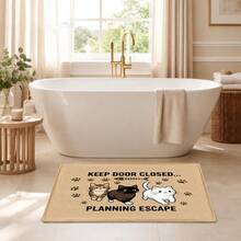 1pc Funny Cat Escape Pattern Print Faux Cashmere Kitchen Mat, Absorbent Kitchen Floor Mat, Kitchen Rug, Long Runner Mat, Sink Front Mat, Suitable For Kitchen, Bathroom, Entryway, Hallway, Laundry Room And Home Decor - Multicolor - View 10