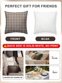 1/2 cái vỏ gối in họa tiết kẻ ô màu nâu & xanh dương (không ruột), vỏ đệm trang trí, in một mặt, đa năng, thoáng khí, chống xù lông, thoải mái, giặt máy được, phù hợp cho gối sofa & ô tô, trang trí phòng, trang trí nhà cửa mùa thu - Nhiều màu - Xem 4