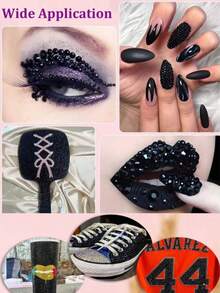 1 Box Black Resin Rhinestone Set, Multi-Size Black Rhinestones , Suitable For DIY Nail Art, Halloween And Party Decoration - 48 Slots - View 5