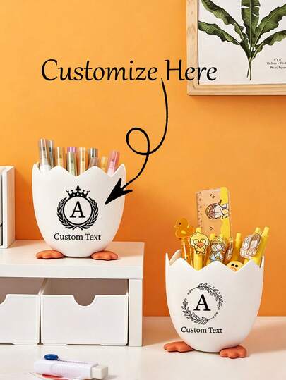1pc Personalized Customized Storage Box Eggshell Pen Holder Girl Student Stationery Storage Box Office Storage Bucket Personalized Desktop Decor Creative Storage Minimalist Anti-Pressure Portable Style, Supports Name Customization, Create Your Exclusive Storage Personalized And Practical Ideal Gift For Christmas, Halloween, Thanksgiving, Easter