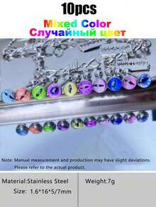 3/5/10pcs Random Color Glow-In-The-Dark Eye Tongue Piercing Rings, Fashionable Personalized Tongue Studs For Women Daily Wear - Multicolor - View 10