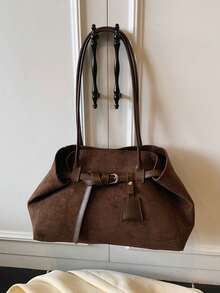 NicekeeElegant And High-End Large Capacity Tote Bag, Decorated With Buckle Straps, Suitable For Commuting, Traveling, Shopping, And Outdoor Activities - Coffee - View 9