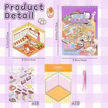 44pcs Cute Animal Scene Sticker Collection Set, Includes 20 Scene Cards, 18 Sticker Materials, 5 Reference Images And 1 Tweezers, 3D Miniature House Scene Stickers, Hand-Sorted Sticker Small House Scenes, Multiple Scenes To Choose From, Suitable For Journal, Photo Album DIY Creative Sticker Set - Multicolor - View 5