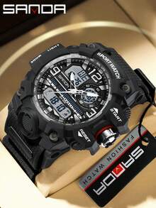SANDA 3133 Men's Digital Analog Sports Watch 50M Waterproof Multifunction Chronograph Alarm Luminous Silicone Strap Outdoor Watch - One Size - View 16