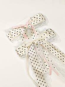 2pcs Polka Dot Bow Hair Clips, Half-Up Hair Accessories - Multicolor - View 14