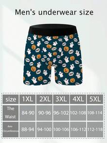 Halloween Cute Ghost Pumpkin Print Shorts, Loose And Comfortable Large Size Men's Boxer Briefs - Multicolor - View 5
