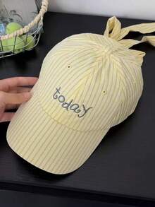 1pc Women's Y2K Embroidered Letter Striped Baseball Cap, Sweet Bowknot Design, Versatile Sports Sun Hat, Suitable For Party, Daily Wear, Back To School Gift - Multicolor - View 7
