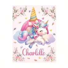 1 Personalized Unicorn Theme Pattern, Unicorn Pattern, Flannel Blanket, Customized Name - Suitable For All Seasons, Soft, Lightweight, Perfect For Sofa, Bed, Outdoor - Perfect Birthday And Holiday Gift For Family And Friends - Multicolor - View 9