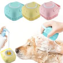1pc Cat & Dog Bath Brush, Pet Grooming Deshedding Cleaning Massage Comb, Built-In Shampoo Dispenser, Dual-Use Dry & Wet Silicone Bath Brush, Gentle On Skin, Suitable For Pet Cleaning & Massage - Multicolor - View 11