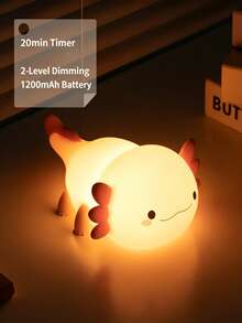 Cute Mexican Axolotl Night Light - USB Rechargeable LED Lamp, Touch Dimming, Color-Changing Axolotl Design, Soft Light, Suitable For Bedroom And Office Decor - Perfect Gift For Birthday, Christmas And Holiday Season, Room Decoration, Bedroom Decor - Multicolor - View 3