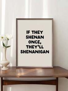 1件 If They Shenan Once They'll Shenanigan 帆布牆面藝術，無框，幽默諷刺大膽排版文字印花，俏皮中性米色海報，適合客廳臥室宿舍公寓室內牆面裝飾，家居裝飾，禮物 - 字母H款 - 查看 1