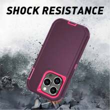 Durable 3-In-1 Protective Case Compatible With IPhone, Galaxy, HONOR And Other Phones - Wine Red + Rose Red - View 6