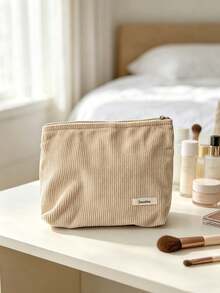 1pc/4pcs Solid Color Corduroy Makeup Bag, Soft Zipper Cosmetic Storage Pouch, Multi-Functional Portable Organizer, Lightweight Travel Toiletry Bag, Minimalist Lipstick Brush Skincare Storage, Women's Daily Home Storage Accessory - Multicolor - View 20