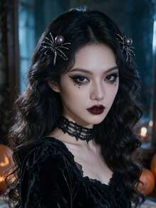 2件組萬聖節創意蜘蛛與青蛙髮夾女性髮飾 - 彩色 - 查看 4