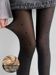 1 Pair Women's Leggings 80g Non-Fleece/200g Fleece/300g Thick Fleece, Thermal Lined Leggings, 40-100kg Wearable, High Elasticity, Suitable For Any Season Within 25°C, Applicable For Autumn And Winter - Black - View 11
