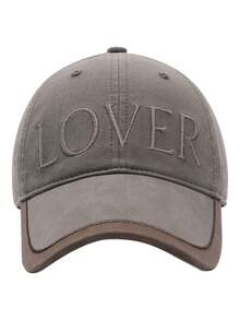 1pc LOVER Letter Embroidered Baseball Cap For Women, Face-Slimming Duck Bill Cap, Outdoor Deep Crown Large Head Circumference Wide Brim Sun Hat, Fashion Contrast Color Trim Curved Brim Cap - Multicolor - View 2