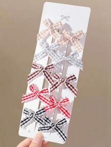20pcs Girls Colorful Bow Plaid Lace Hair Clips Duck Mouth Hair Accessories Ribbon Cute Korean Princess Style All-Match Versatile Non-Damaging Hair Clips For Daily Use - Multicolor - View 4