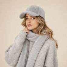 Women's Casual Solid Color Plush Baseball Cap, Windproof Warm Baseball Cap For Autumn/Winter, Versatile For Daily Wear - Plush - View 10