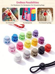 10/50/100pcs Colorful Dual-Hole Spring Buckle Non-Slip Nylon Fasteners, Suitable For Luggage, Shoelace Adjustment, Jacket Elastic Cord Buckle, Clothing Buttons, Multiple Colors, Multiple Materials - A - View 2