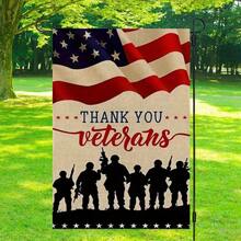 2D Flat, 1pc Patriotic Military Tribute Garden Flag, Printed With American Flag And "Thank You Veterans" Design, Suitable For Home, Garden And Holiday Decoration, Holiday Garden Decor | Patriotic, Outdoor Decor, Patriotic Homeowner, Flag Only, Polyester Material, 12*18 Inches, Single-Sided Printing - A - View 8