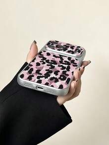 For IPhone17/IPhone17Pro Max/IPhone17pro/16/15/14/13/14/12/11 Series, 1pc Vintage Black & Pink Leopard Print Full Coverage Button Classic Anti-Drop Metal Paint Premium Texture Soft Texture PU Leather Phone Case, Suitable As Birthday Gift, Holiday Gift For Friends, Family, Couples, Yourself - Multicolor - View 4