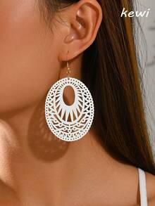 Pendientes largos con abertura oval - Amarillo - Ver 1