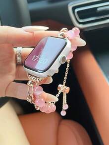 1件女款貓眼石手鍊錶帶，精緻美觀，適用於 Redmi Watch 3 Active/ Watch 4/ Watch 5Active / 5Lite Watch 6Active/6lite/6 - 粉貓眼-玫瑰金鍊 - 查看 6