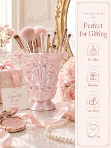 1pc Makeup Brush Holder, Makeup Storage Box, Vanity Storage Box, Cosmetic Storage Box, Makeup Brush Storage, Beauty Tool Storage, Desktop Organizer, Vanity Accessory, Bedroom Decor, Room Decor, Sweet Style, Pink Decor, Cute Girl Style, Wedding, Halloween - Multicolor - View 9
