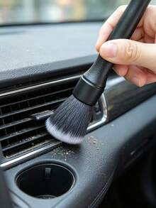 Soft Bristle Car Interior Cleaning Brushes, Equipped With Car Trash Cans And Garbage Bags, Plastic Material, Suitable For Dashboard, Keyboard, Jewelry Cleaning, Home And Car Use, Ergonomic Handle Cleaning Brush - One Size Fits All - View 1