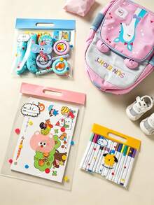 10pcs Transparent Plastic Storage Bags,Zipper Sealable,With Cute Animal Pattern,Reusable,For Travel,Baby Clothes,Home,Kidsroom,Bedroom Storage & Decor - Multicolor - View 7