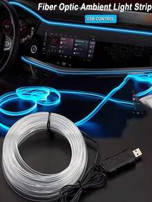 RGB Interior Car Lights USB Plug-In Interior LED Strip With Remote Control Sound Active Function RGB Fiber Optic For Car Interior Light Ambient Lighting - Buttons + Remote Control - View 3