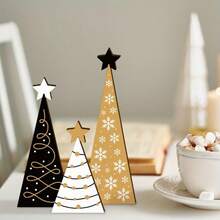 2D Flat Wooden Christmas Tree Decoration, Home Decor, Perfect For Living Room, Office, Bedroom, Bookshelf And TV Stand, Perfect For Party, Perfect For Living Room Decoration - A - View 4