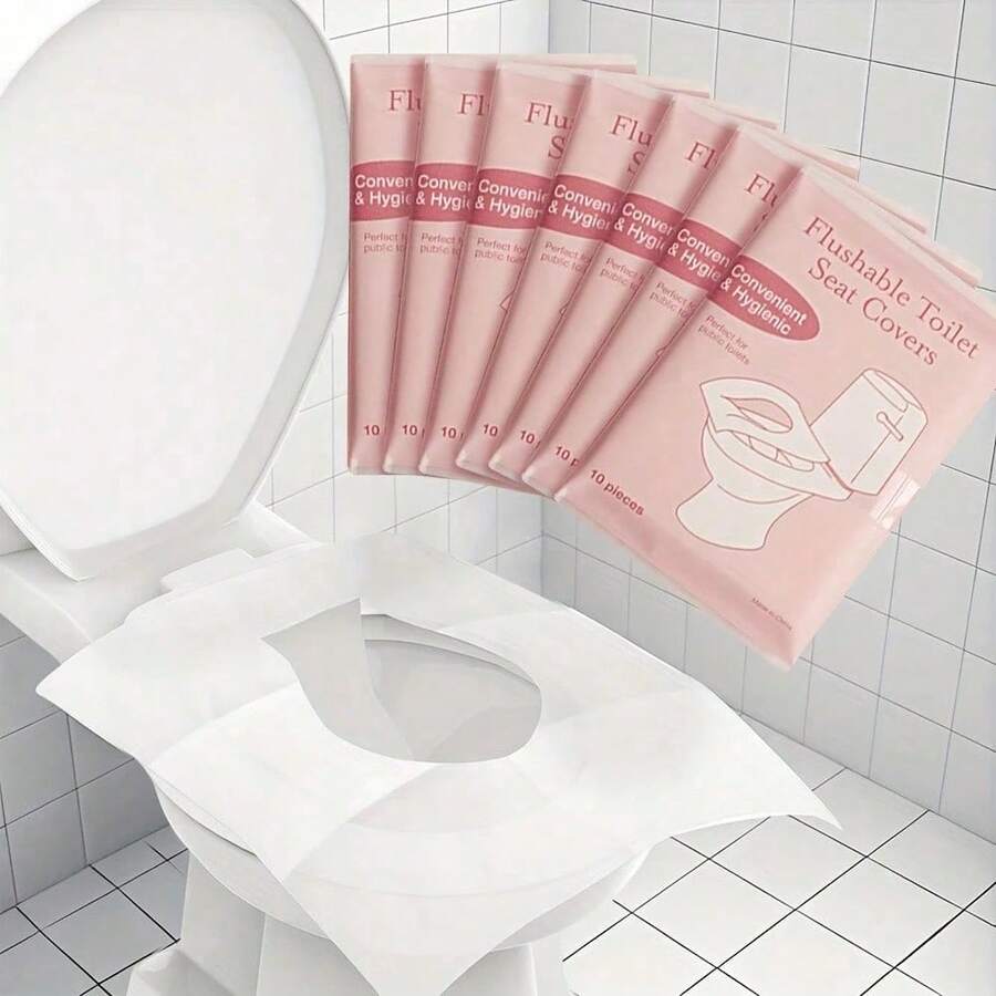 Household Toilet Seat Cover, All-Season, Large Size, Thickened For Winter - Pink - View 1