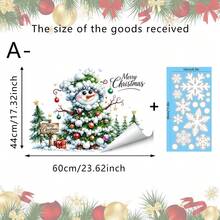 1/3pcs Festive Winter Christmas Static Window Decals, Cartoon Snowman Santa Pine Tree Gift Snowflake Glass Clings, Glue‑Free Reusable, For Home Store Front Door Window Xmas Holiday Wall Decor - Multicolor - View 16