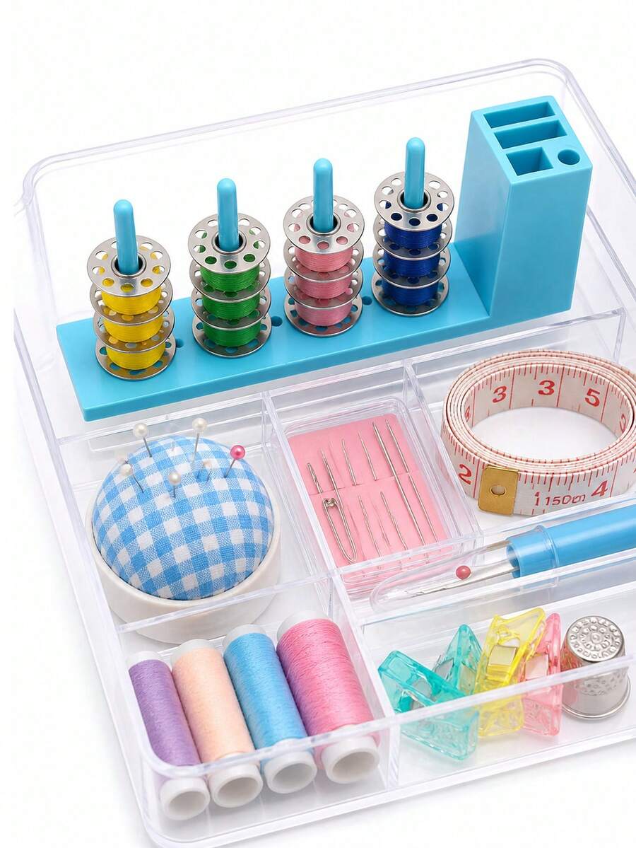 Multifunctional Magnetic Tool Holder Storage Box With Sewing Machine Pattern,Equipped With A Bobbin,Suitable For Sewing Machine Thread Spools, Screwdrivers, With Colorful Knob, No Installation Required, Convenient Storage, Sewing Machine Accessory