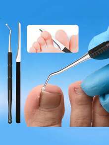 Professional Black Stainless Steel Nail Care Set 5pcs, Suitable For Thick & Hard Nails, Includes Nail File, Cuticle Clipper, Cuticle Pusher, Unisex, Suitable For All Ages, Classic Black Handle, Ideal Gift - Multicolor - View 3
