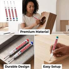 16pcs/4pcs Long Tip Markers - Waterproof, Suitable For Woodworking, Tools & Home Improvement > Measurement Analysis Instruments > Measuring Tools, Construction, DIY Crafts - Medium Tip, Suitable For Wood, Plastic, Glass, Metal, Synthetic Leather, Construction Tools And Various Surfaces, Fashionable Pen Design - A - View 2