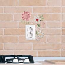1 pieza 15*20cm (5.9 pulgadas*7.87 pulgadas) Pegatina de pared de enchufe floral de lujo 2D, marco de interruptor de sala de estar y dormitorio con diseño minimalista de flor y hoja, papel autoadhesivo (puede haber una ligera diferencia de color debido a la iluminación diferente) - Multicolor - Ver 7