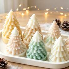 1pc 3D Christmas Tree Shaped Silicone Mold, Handmade Aromatherapy Candle Home Decor, Christmas Holiday DIY Craft Tool - White - View 5
