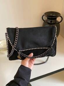 Women's Fashion New Solid Color Rivet Mini Shoulder Crossbody Bag Niche Design Wallet - Black - View 9