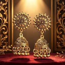 1pc Elegant Women's Earrings, Bohemian Style Earrings, Versatile Hollow Fashion Tassel Pendant Exaggerated Ear Hooks, Suitable For Women's Daily Wear And Party - Style a - View 1