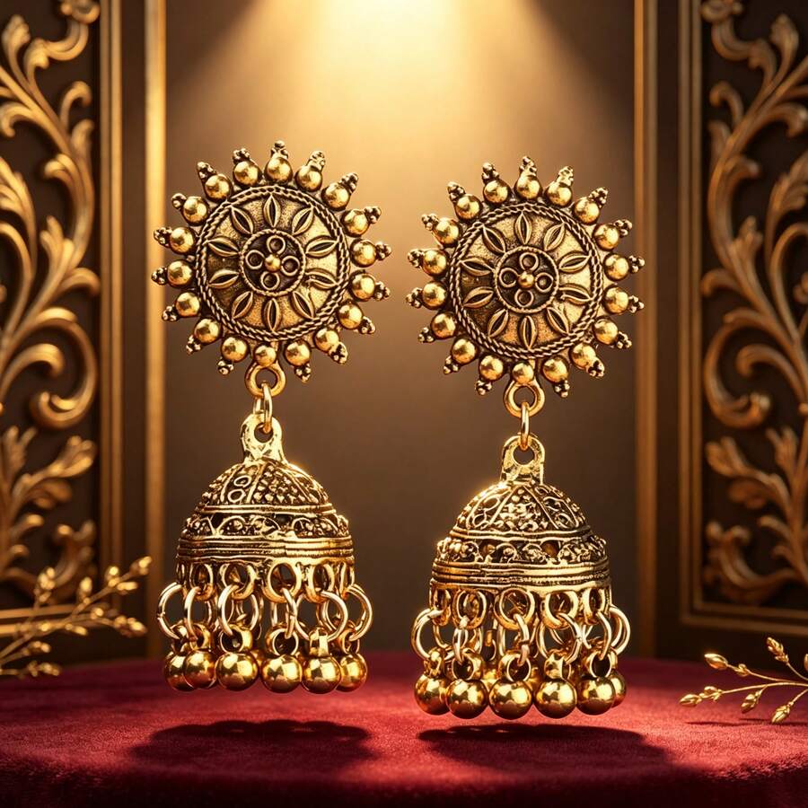1pc Elegant Women's Earrings, Bohemian Style Earrings, Versatile Hollow Fashion Tassel Pendant Exaggerated Ear Hooks, Suitable For Women's Daily Wear And Party - Style a - View 1