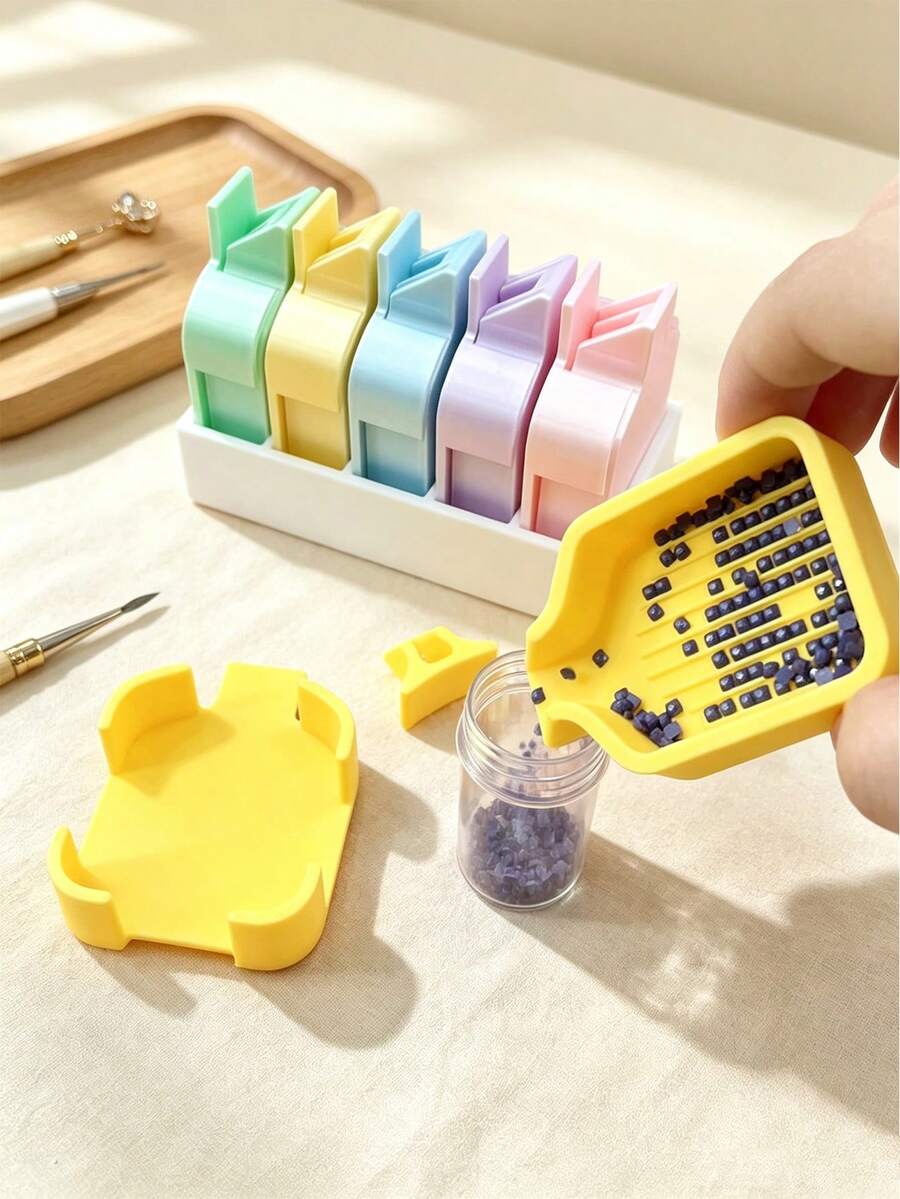 Mini Diamond Painting Tray-Mini Diamond Painting Tray And Storage Box Set, Including Diamond Painting Trays With Lids And Stoppers, And A Tray Storage Box. Available In Multiple Colors To Meet The Daily Needs Of Diamond Painting Enthusiasts - A - View 1